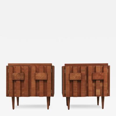  Lane Furniture Mid Century Brutalist Modern Staccato Night Stands by Lane
