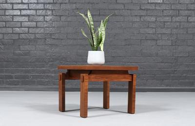  Lane Furniture Mid Century Floating Top Walnut Live Edge Side Tables by Lane