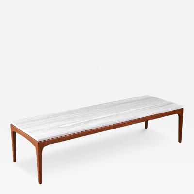  Lane Furniture Mid Century Modern Rhythm Coffee Table with Silver Travertine by Lane