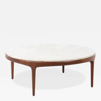  Lane Furniture Mid Century Modern Rythm Coffee Table with Travertine Stone Top by Lane