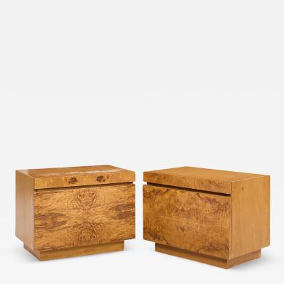  Lane Furniture Milo Baughman Style Lane Mid Century Burlwood Nightstands Pair