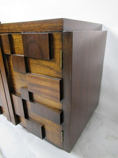  Lane Furniture Pair American Modern Mahogany Cube Night Stands Lane
