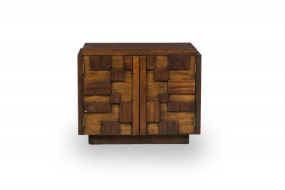  Lane Furniture Pair of Lane Furniture Modern Mahogany Cube Nightstands Bedside Tables