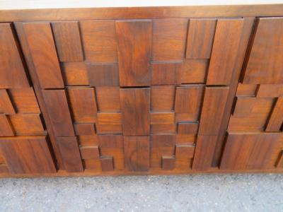  Lane Furniture Paul Evans Inspired Brutalist Mosaic Credenza from Lane Mid Century Modern