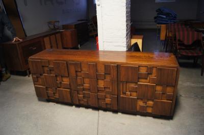  Lane Furniture Walnut Lowboy Mosaic Series Nine Drawer Dresser by Lane