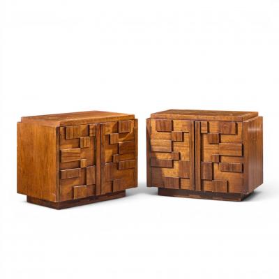  Lane Staccato Lane Staccato Brutalist Mid Century Nightstands Pair