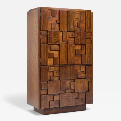  Lane Staccato Lane Staccato Brutalist Mid Century Walnut Armoire Dresser