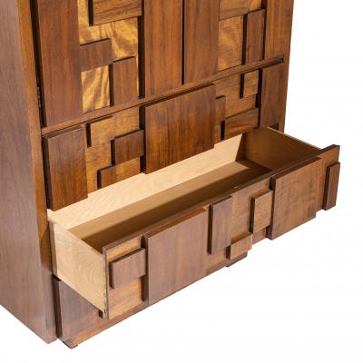  Lane Staccato Lane Staccato Brutalist Mid Century Walnut Armoire Dresser