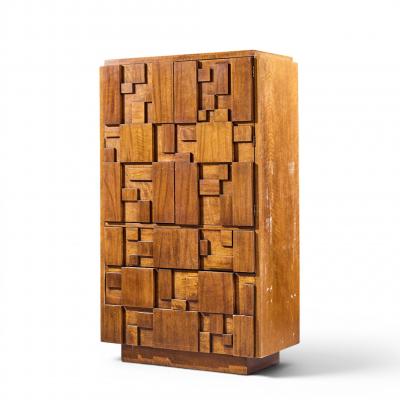  Lane Staccato Lane Staccato Brutalist Mid Century Walnut Armoire Dresser