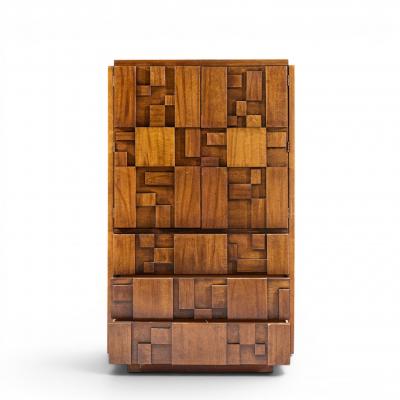  Lane Staccato Lane Staccato Brutalist Mid Century Walnut Armoire Dresser