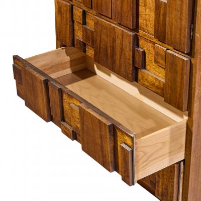  Lane Staccato Lane Staccato Brutalist Mid Century Walnut Armoire Dresser