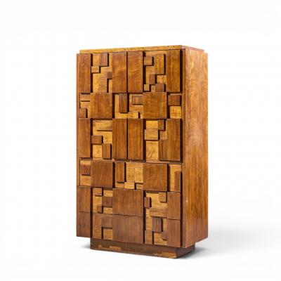  Lane Staccato Lane Staccato Brutalist Mid Century Walnut Armoire Dresser
