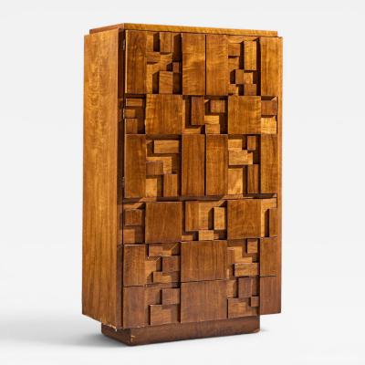  Lane Staccato Lane Staccato Brutalist Mid Century Walnut Armoire Dresser