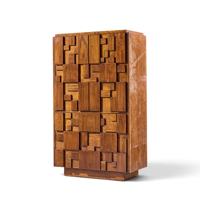  Lane Staccato Lane Staccato Brutalist Mid Century Walnut Armoire Dresser