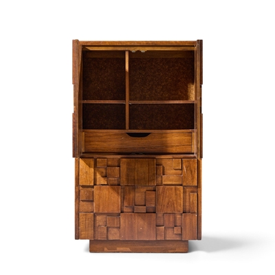  Lane Staccato Lane Staccato Brutalist Mid Century Walnut Armoire Dresser
