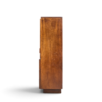  Lane Staccato Lane Staccato Brutalist Mid Century Walnut Armoire Highboy Dresser