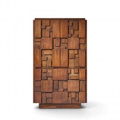  Lane Staccato Lane Staccato Brutalist Mid Century Walnut Armoire Highboy Dresser
