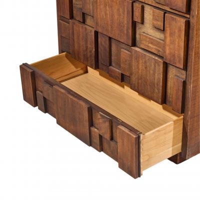  Lane Staccato Lane Staccato Brutalist Mid Century Walnut Armoire Highboy Dresser