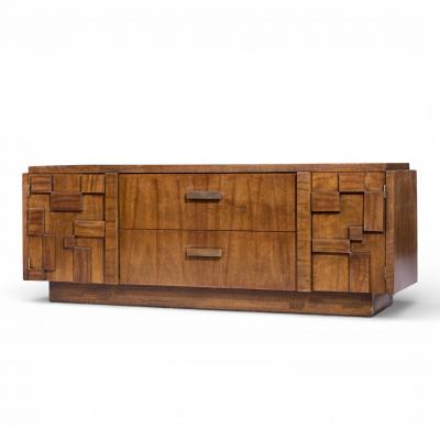  Lane Staccato Lane Staccato Brutalist Mid Century Walnut Credenza