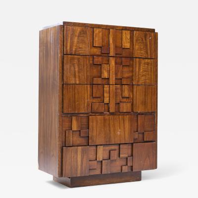  Lane Staccato Lane Staccato Brutalist Mid Century Walnut Highboy Dresser
