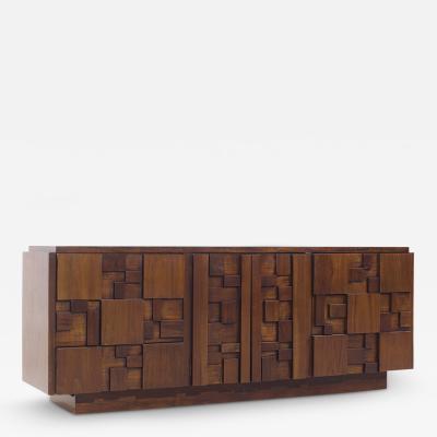  Lane Staccato Lane Staccato Brutalist Mid Century Walnut Lowboy Dresser