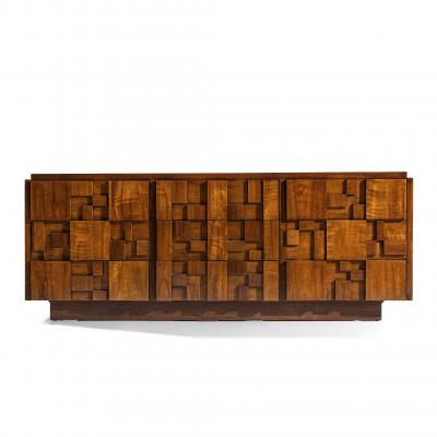  Lane Staccato Lane Staccato Brutalist Mid Century Walnut Lowboy Dresser