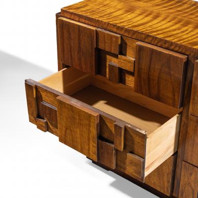  Lane Staccato Lane Staccato Brutalist Mid Century Walnut Lowboy Dresser