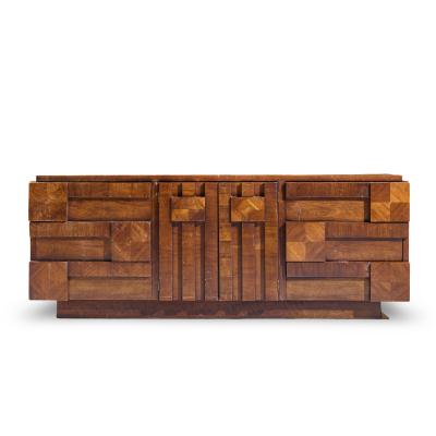  Lane Staccato Lane Staccato Brutalist Mid Century Walnut Lowboy Dresser