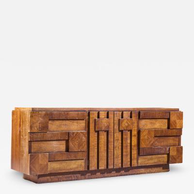  Lane Staccato Lane Staccato Brutalist Mid Century Walnut Lowboy Dresser