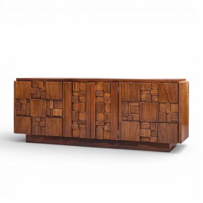  Lane Staccato Lane Staccato Brutalist Mid Century Walnut Lowboy Dresser
