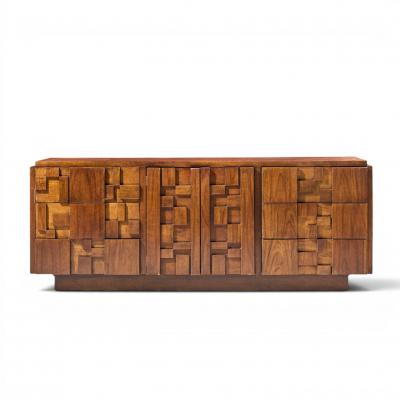  Lane Staccato Lane Staccato Brutalist Mid Century Walnut Lowboy Dresser
