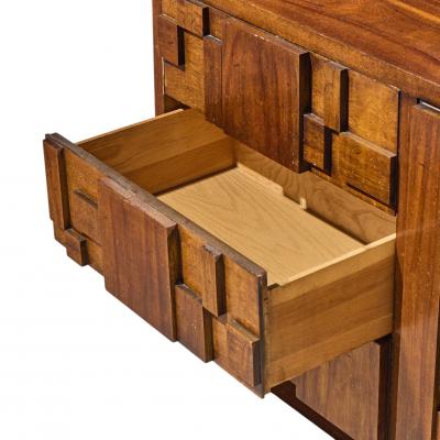  Lane Staccato Lane Staccato Brutalist Mid Century Walnut Lowboy Dresser
