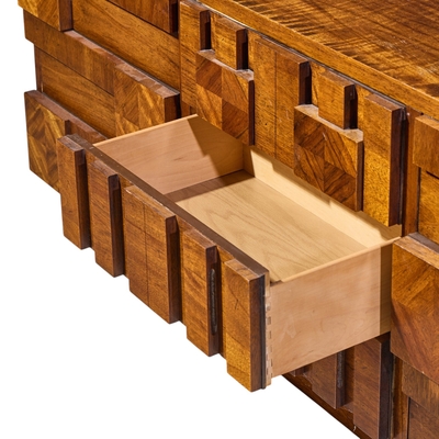  Lane Staccato Lane Staccato Brutalist Mid Century Walnut Lowboy Dresser