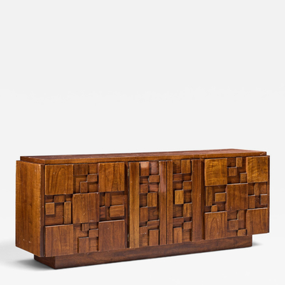  Lane Staccato Lane Staccato Brutalist Mid Century Walnut Lowboy Dresser
