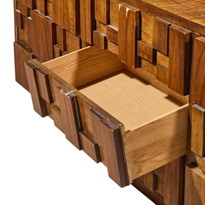  Lane Staccato Lane Staccato Brutalist Mid Century Walnut Lowboy Dresser