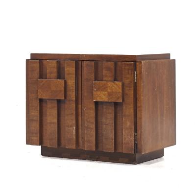  Lane Staccato Lane Staccato Brutalist Mid Century Walnut Nightstands Pair