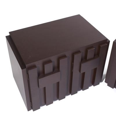  Lane Staccato Lane Staccato Brutalist Mid Century Walnut Nightstands Pair