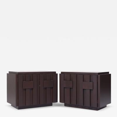  Lane Staccato Lane Staccato Brutalist Mid Century Walnut Nightstands Pair