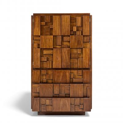  Lane Staccato Lane Staccato Mid Century Brutalist Walnut Armoire