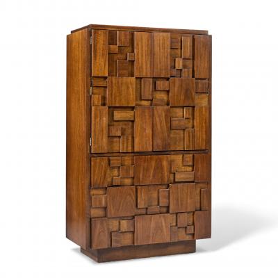  Lane Staccato Lane Staccato Mid Century Brutalist Walnut Armoire
