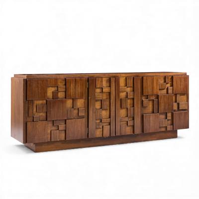  Lane Staccato Lane Staccato Mid Century Brutalist Walnut Lowboy Dresser