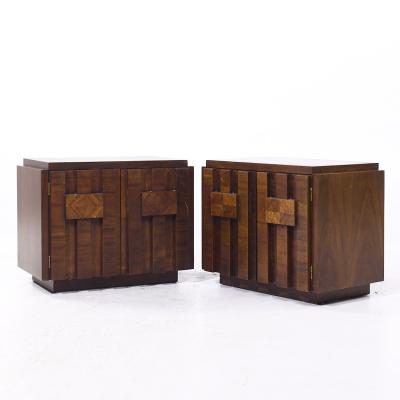  Lane Staccato Lane Staccato Mid Century Brutalist Walnut Nightstands Pair