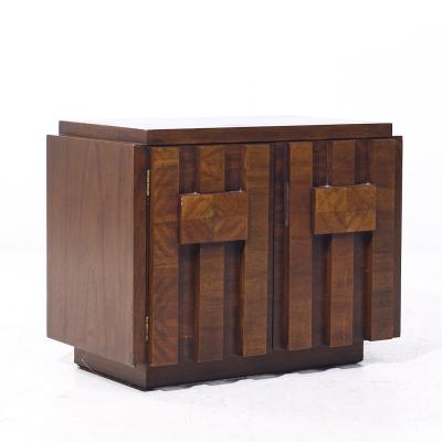  Lane Staccato Lane Staccato Mid Century Brutalist Walnut Nightstands Pair