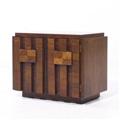  Lane Staccato Lane Staccato Mid Century Brutalist Walnut Nightstands Pair