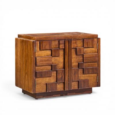  Lane Staccato Lane Staccato Mid Century Brutalist Walnut Nightstands Pair