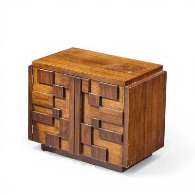  Lane Staccato Lane Staccato Mid Century Brutalist Walnut Nightstands Pair