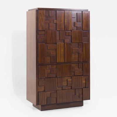  Lane Staccato Lane Staccato Mid Century Walnut Brutalist Highboy Armoire