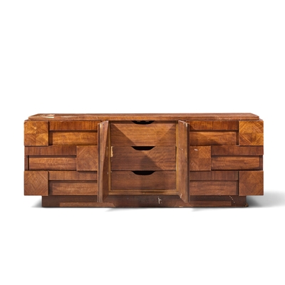  Lane Staccato Lane Staccato Mid Century Walnut Brutalist Lowboy Dresser