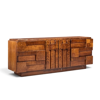  Lane Staccato Lane Staccato Mid Century Walnut Brutalist Lowboy Dresser