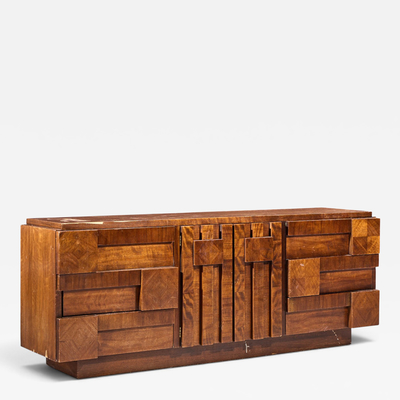  Lane Staccato Lane Staccato Mid Century Walnut Brutalist Lowboy Dresser